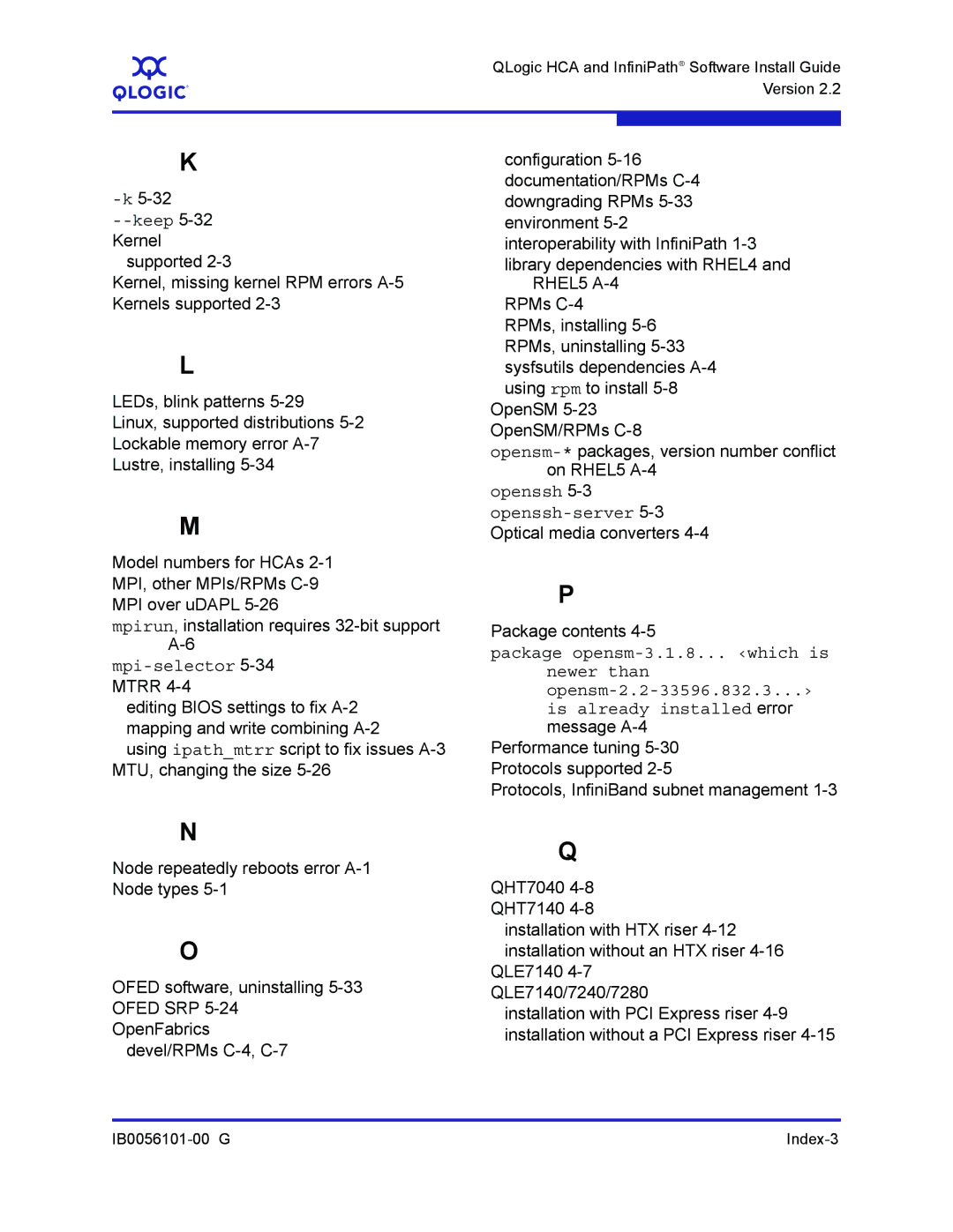 Q-Logic IB0056101-00 G manual Openssh Openssh-server 5-3 Optical media converters 