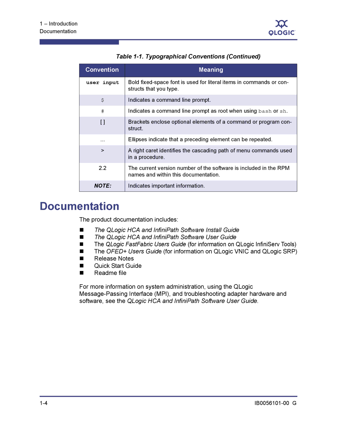 Q-Logic IB0056101-00 G manual Documentation 