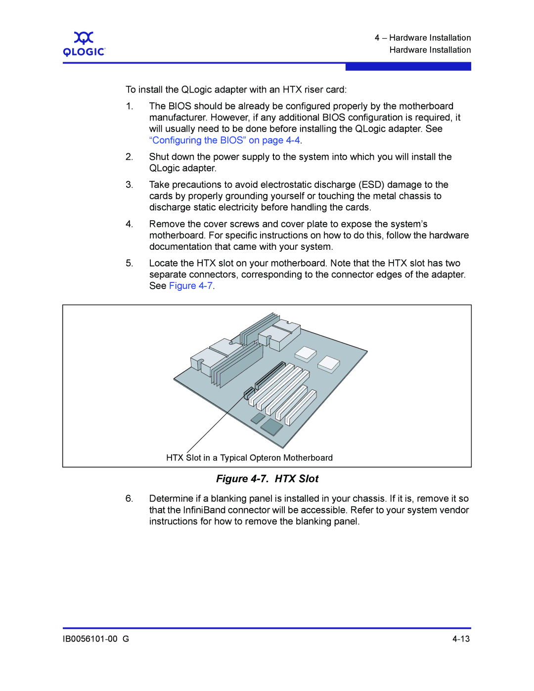 Q-Logic IB0056101-00 G manual HTX Slot 