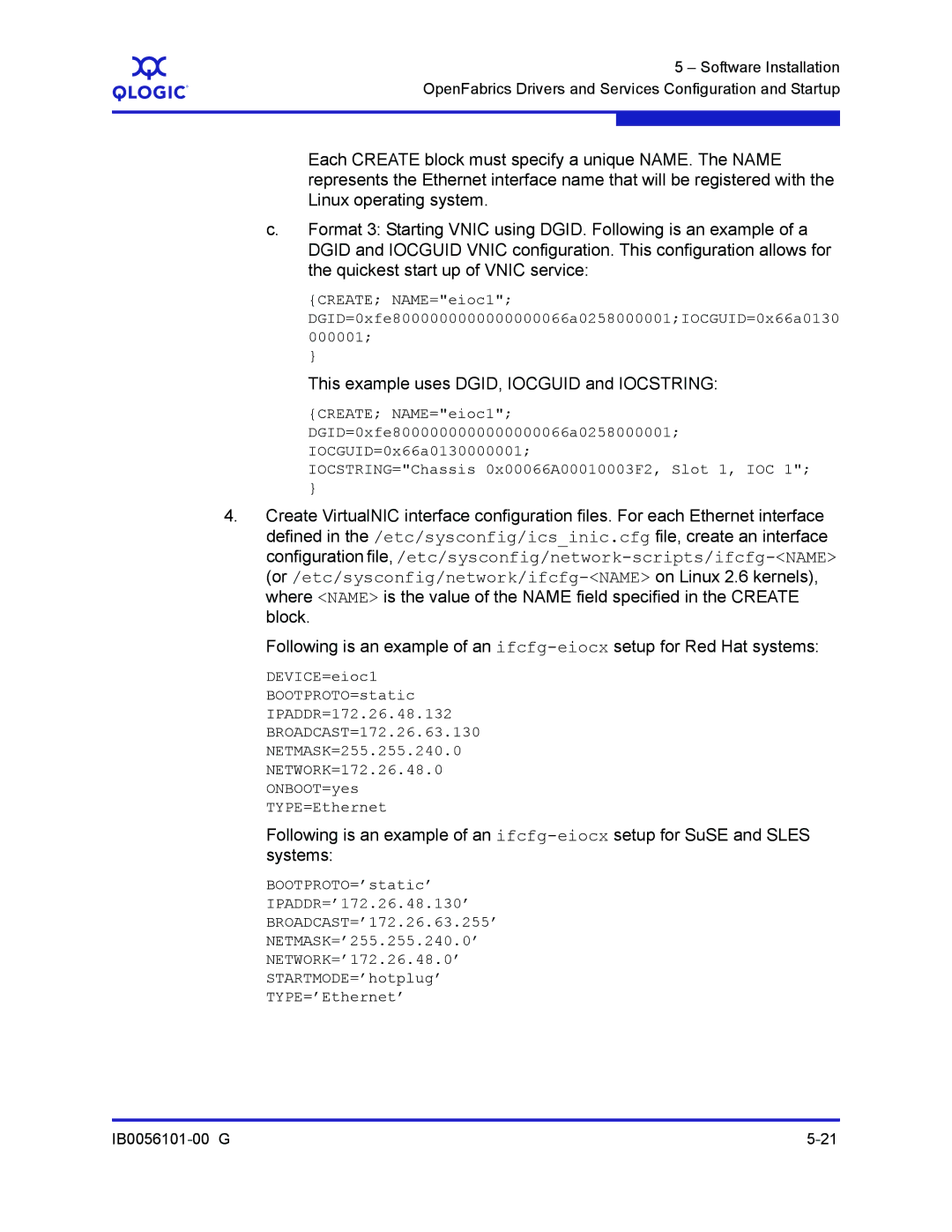 Q-Logic IB0056101-00 G manual This example uses DGID, Iocguid and Iocstring 