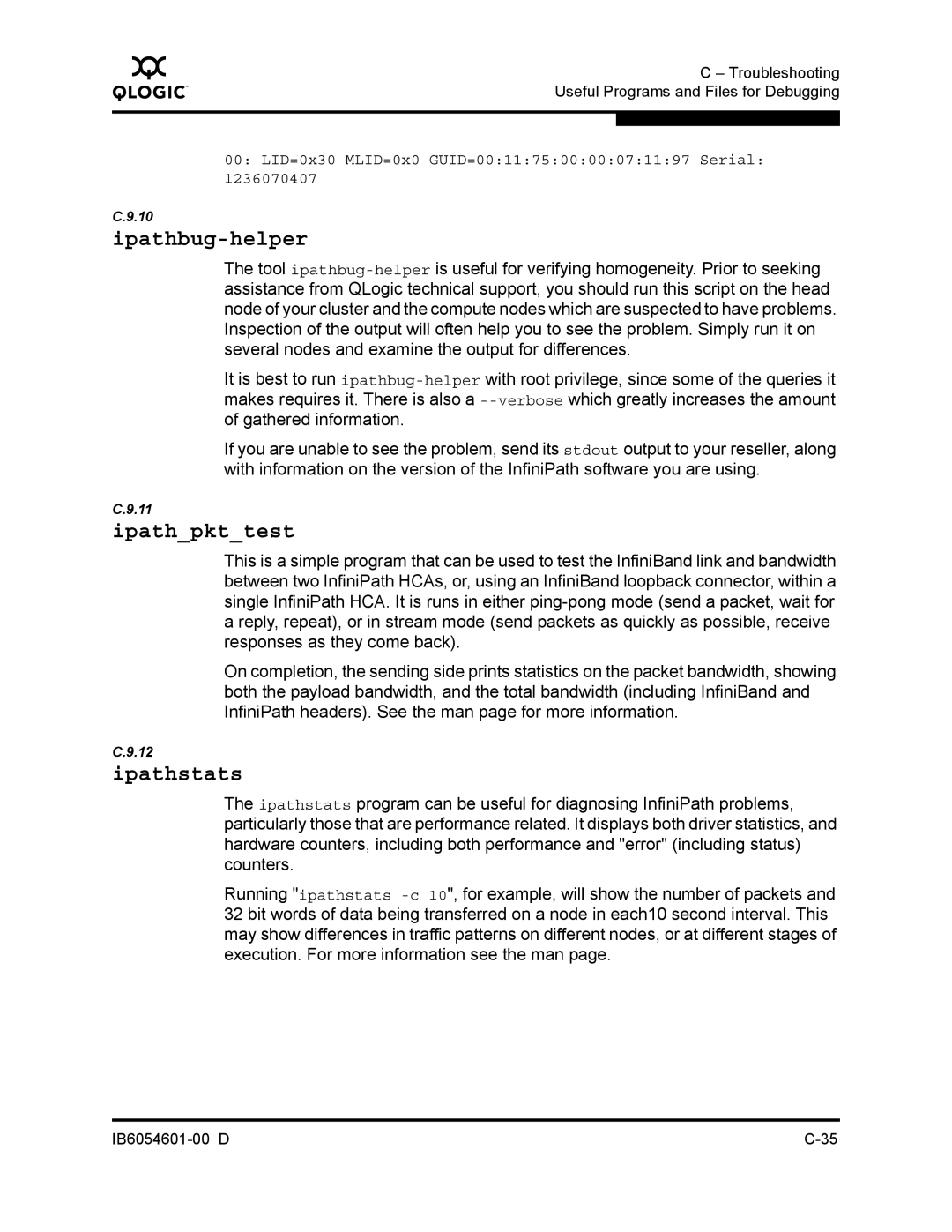 Q-Logic IB6054601-00 D manual Ipathbug-helper 