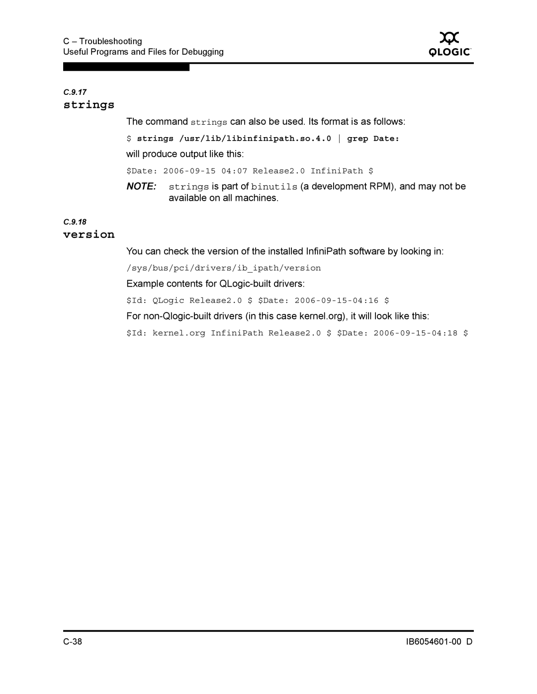 Q-Logic IB6054601-00 D manual Command strings can also be used. Its format is as follows 