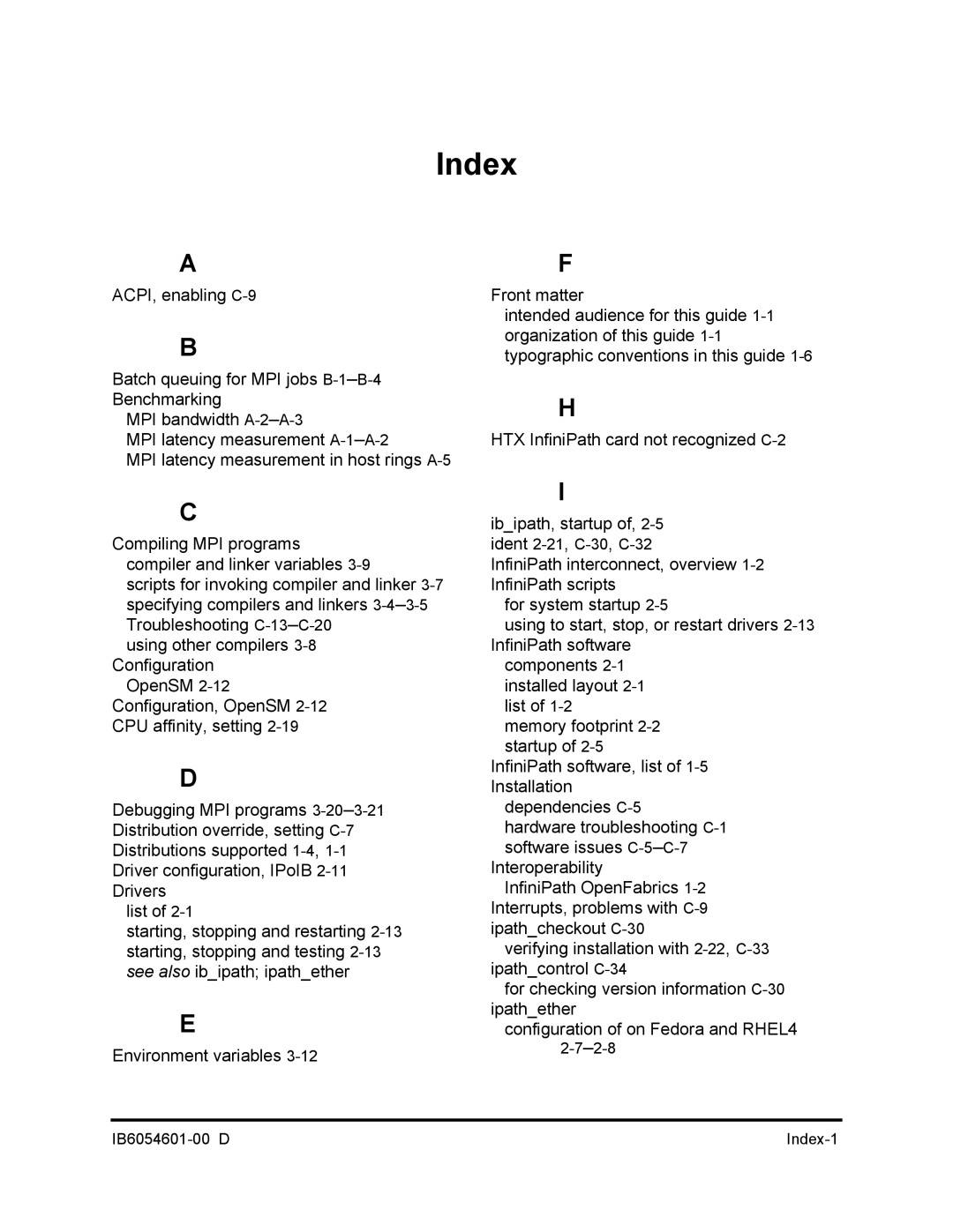 Q-Logic IB6054601-00 D manual Index 
