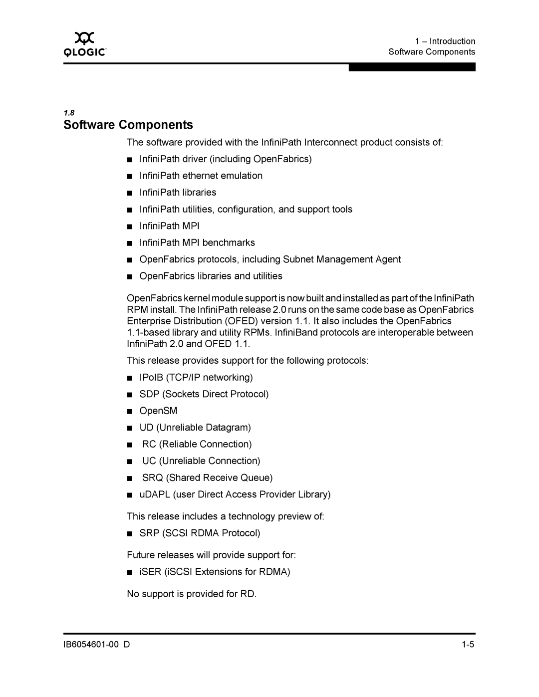 Q-Logic IB6054601-00 D manual Software Components 