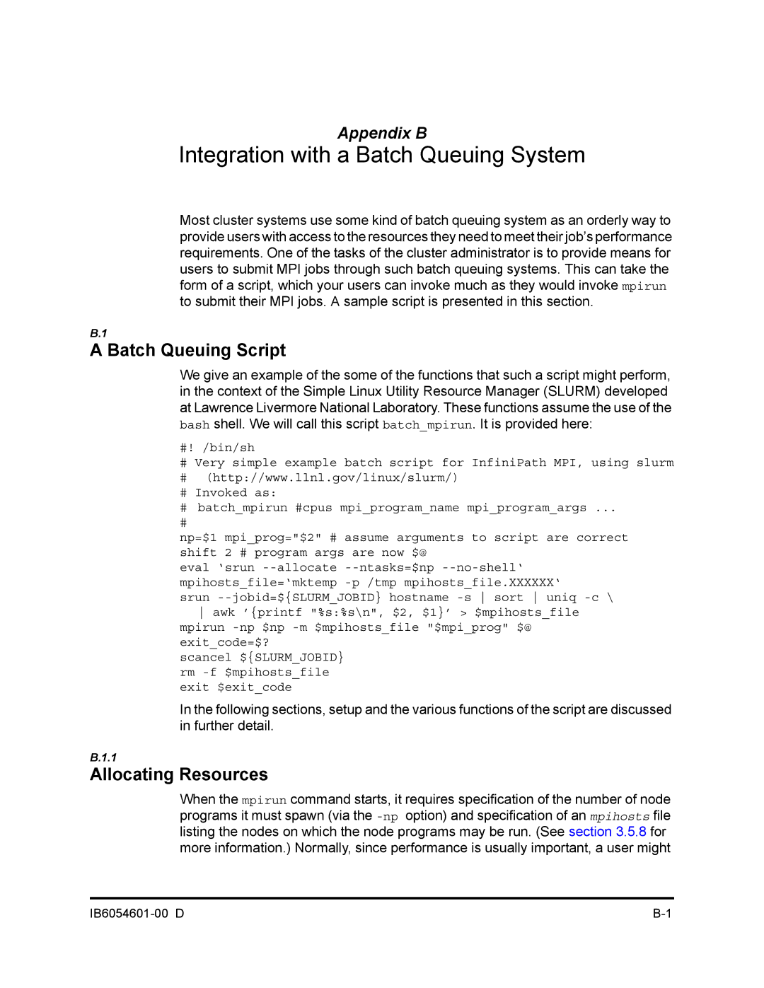 Q-Logic IB6054601-00 D manual Batch Queuing Script, Allocating Resources 