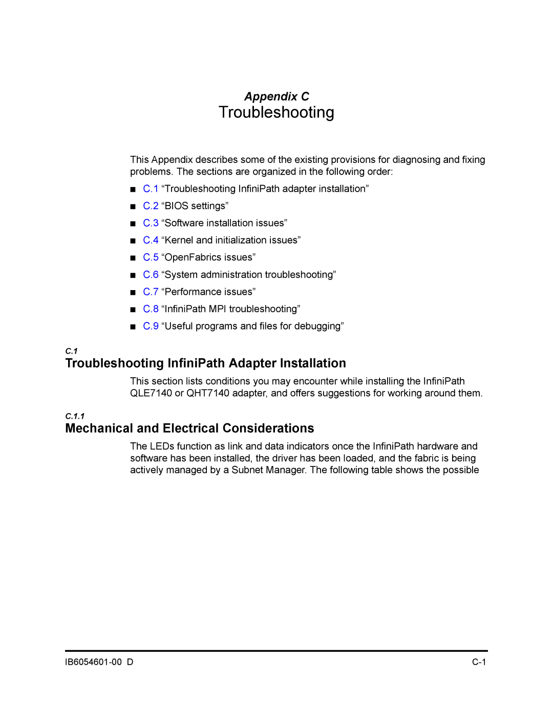 Q-Logic IB6054601-00 D manual Troubleshooting InfiniPath Adapter Installation, Mechanical and Electrical Considerations 