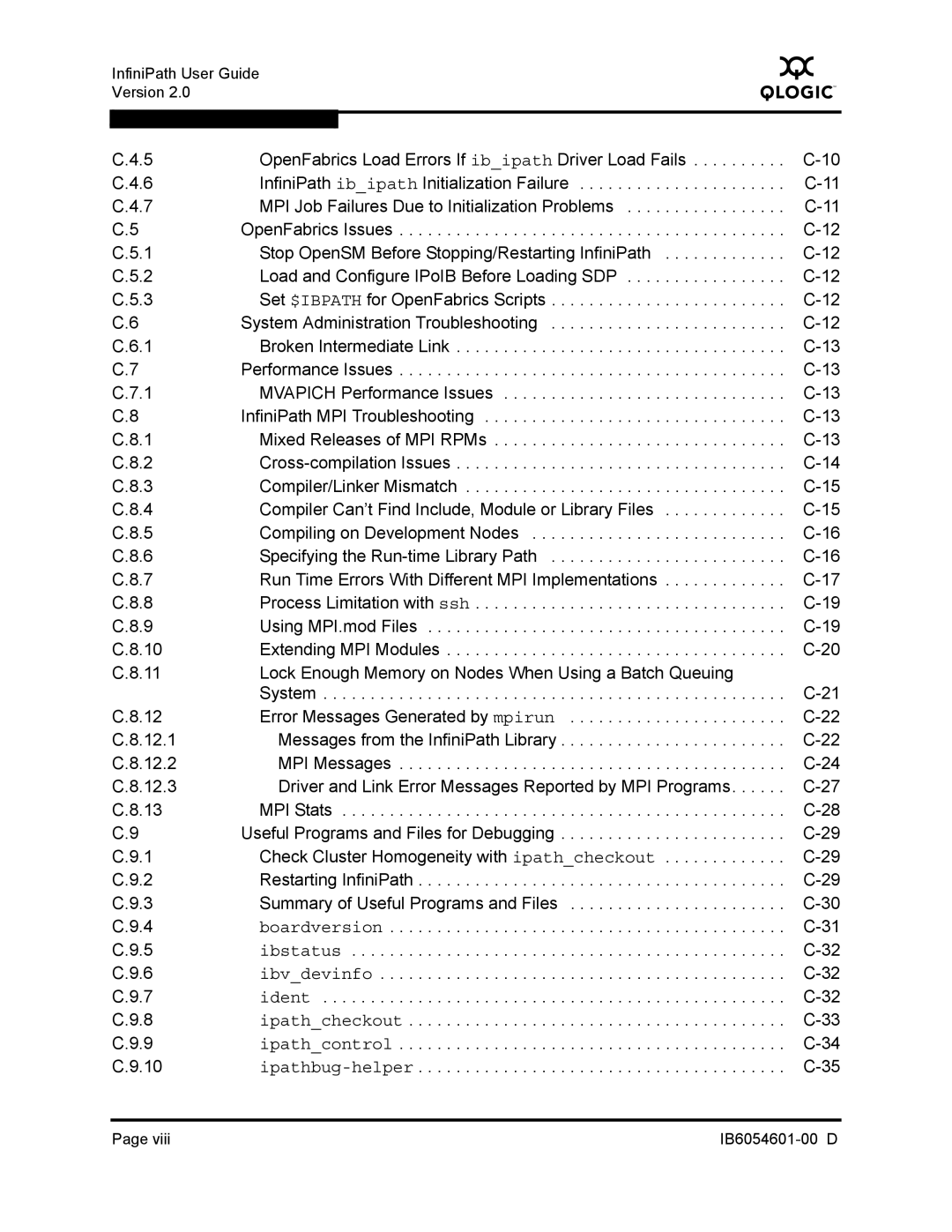 Q-Logic IB6054601-00 D manual InfiniPath User Guide Version 