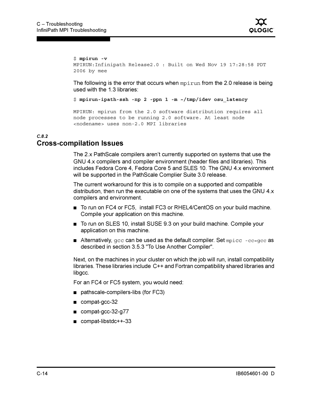 Q-Logic IB6054601-00 D manual $ mpirun-ipath-ssh -np 2 -ppn 1 -m ~/tmp/idev osulatency 