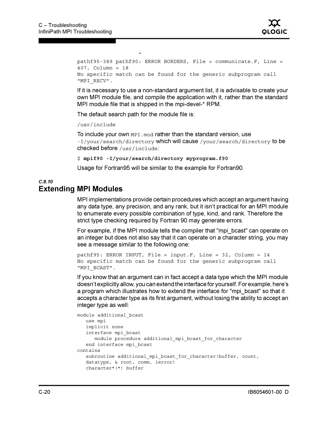 Q-Logic IB6054601-00 D manual Extending MPI Modules 