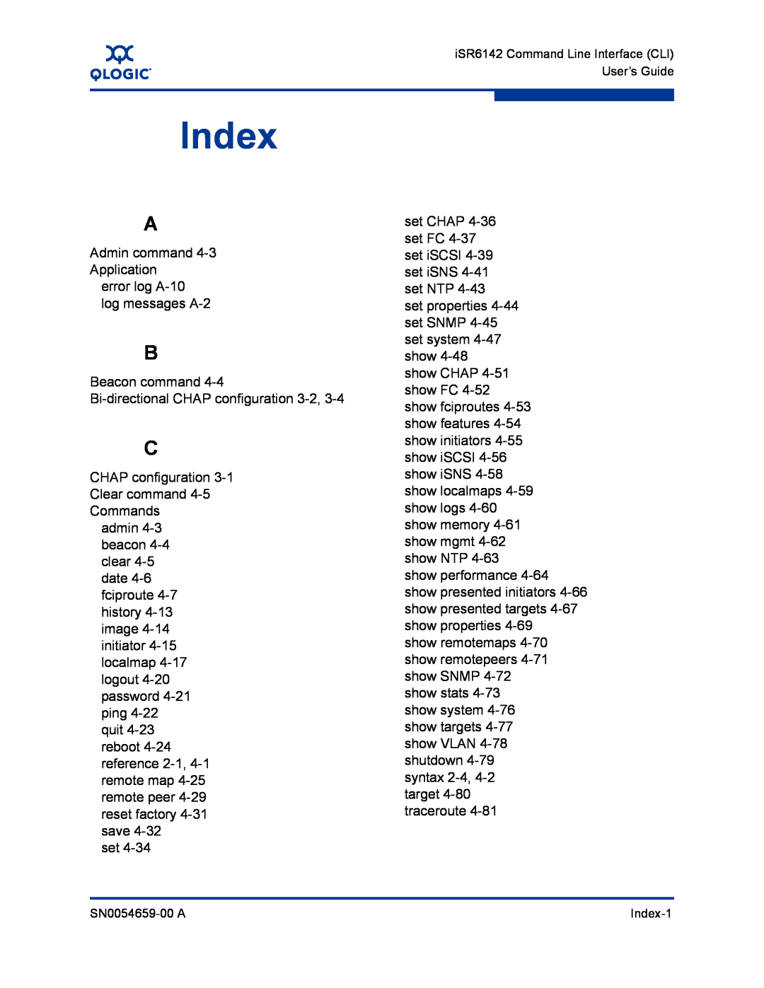Q-Logic ISR6142 manual Index 