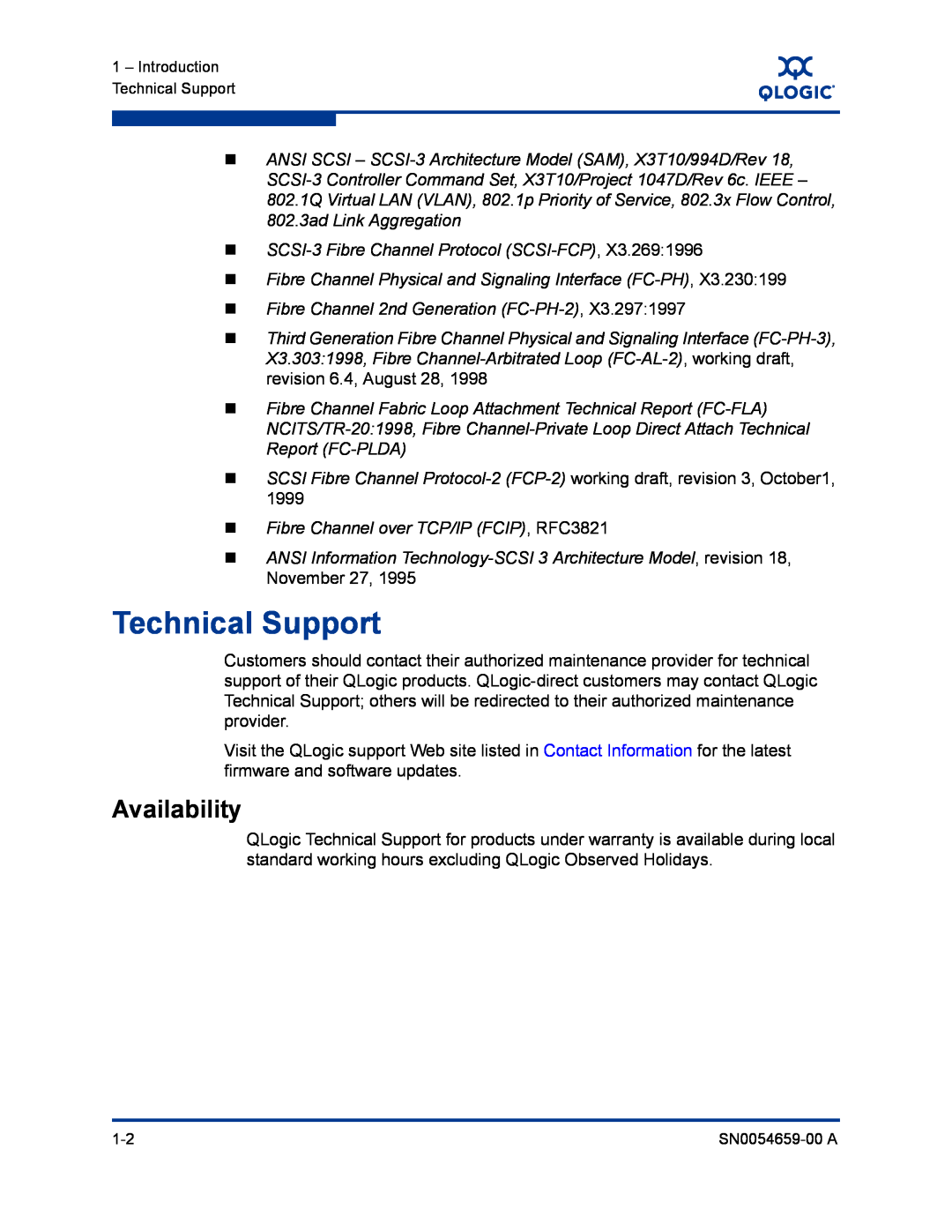 Q-Logic ISR6142 manual Technical Support, Availability 