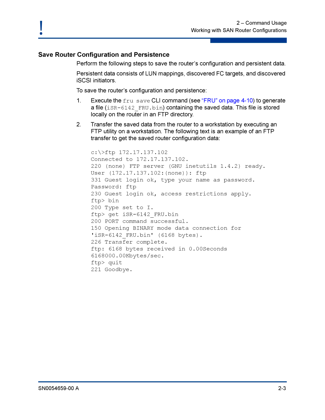 Q-Logic ISR6142 manual Save Router Configuration and Persistence 