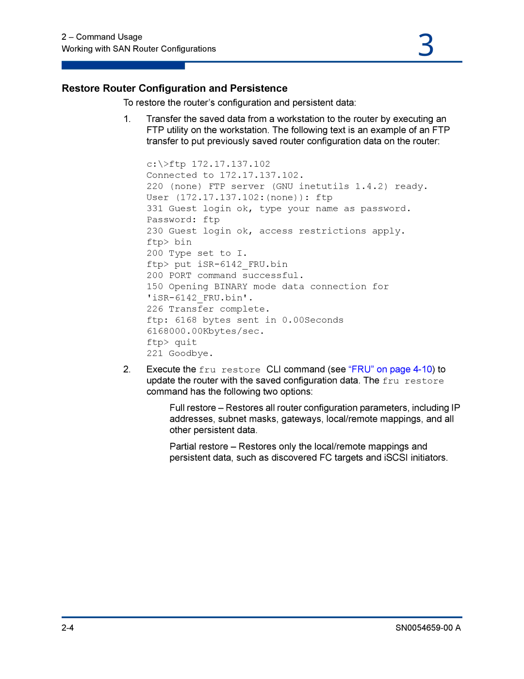 Q-Logic ISR6142 manual Restore Router Configuration and Persistence 