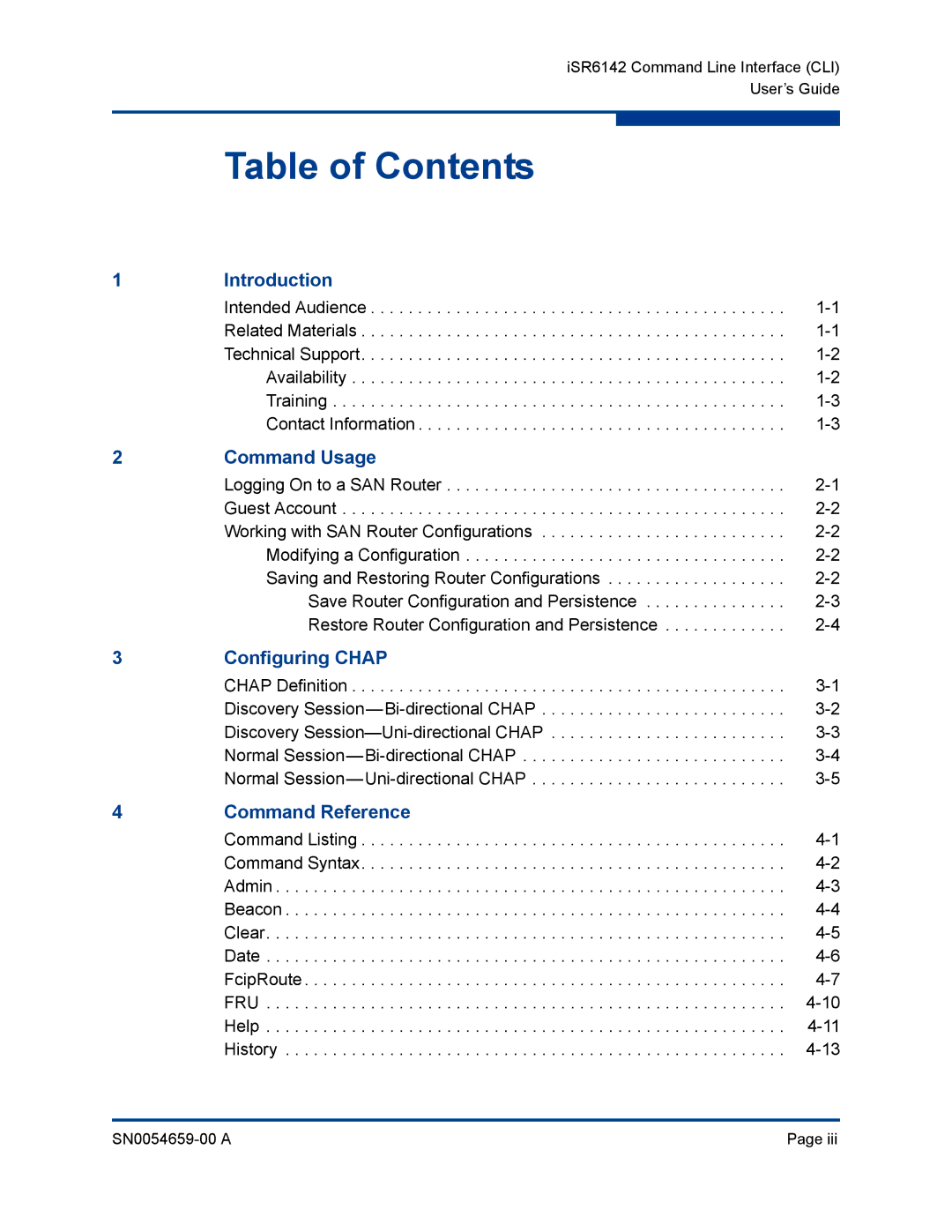 Q-Logic ISR6142 manual Table of Contents 