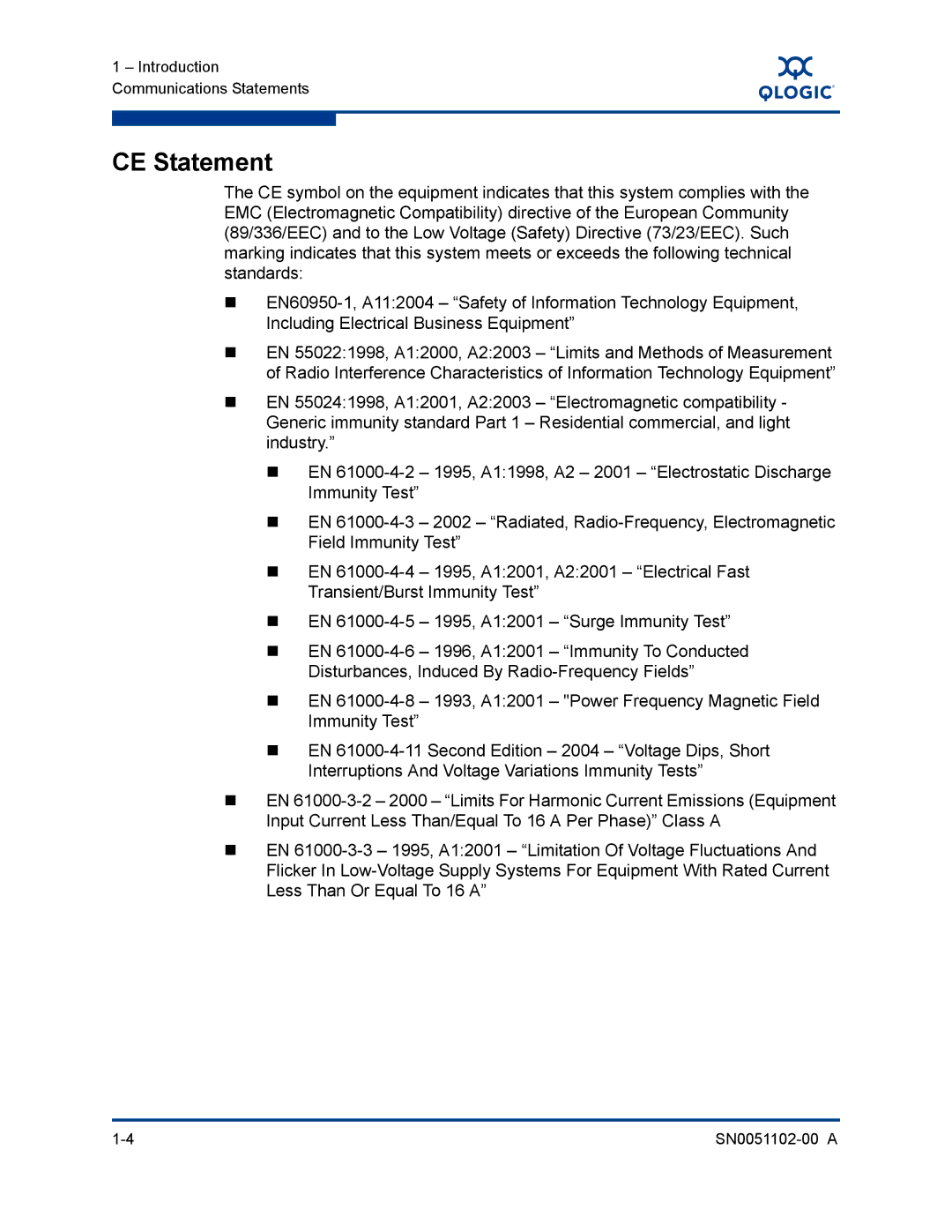 Q-Logic ISR6142 manual CE Statement 