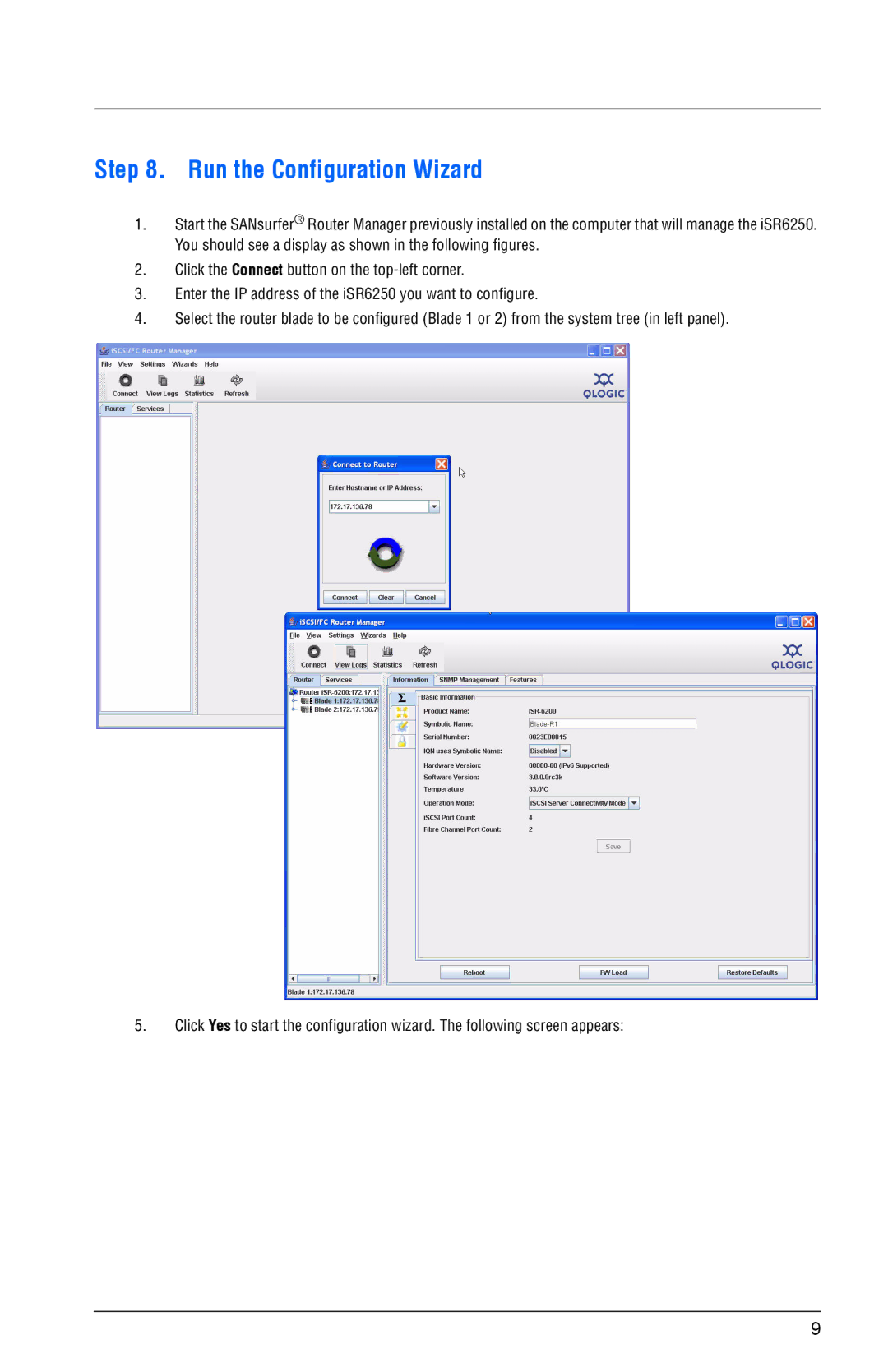 Q-Logic ISR6250 quick start Run the Configuration Wizard 