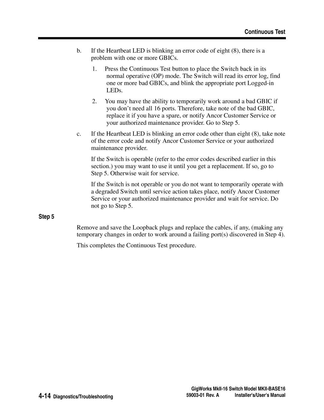 Q-Logic MKII-BASE16 user manual 14Diagnostics/Troubleshooting 