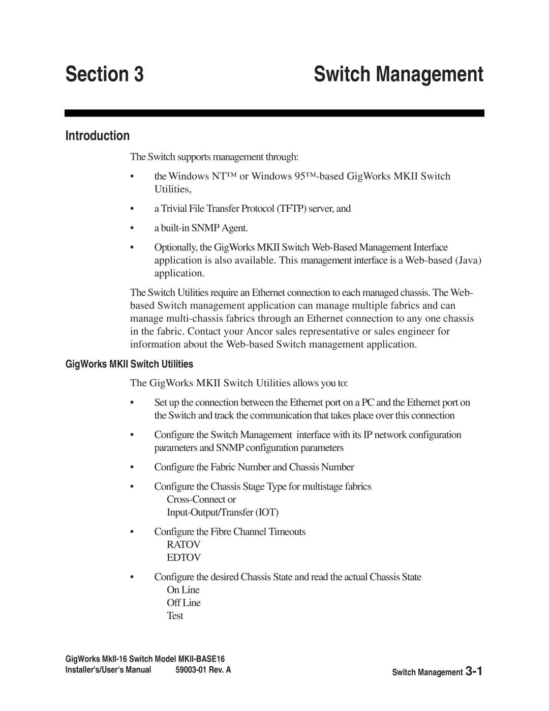 Q-Logic MKII-BASE16 user manual Introduction, GigWorks Mkii Switch Utilities 