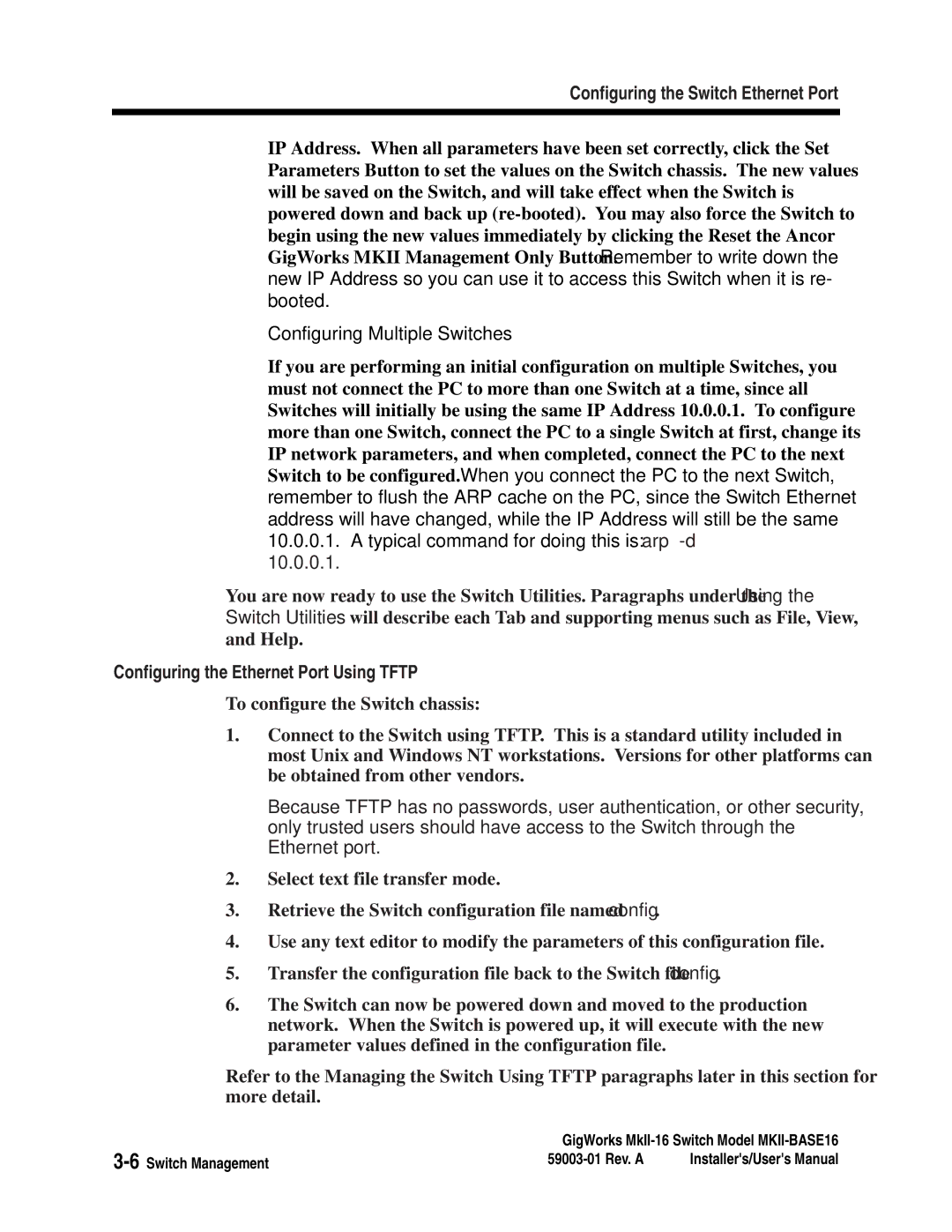 Q-Logic MKII-BASE16 user manual Configuring Multiple Switches, Configuring the Ethernet Port Using Tftp 