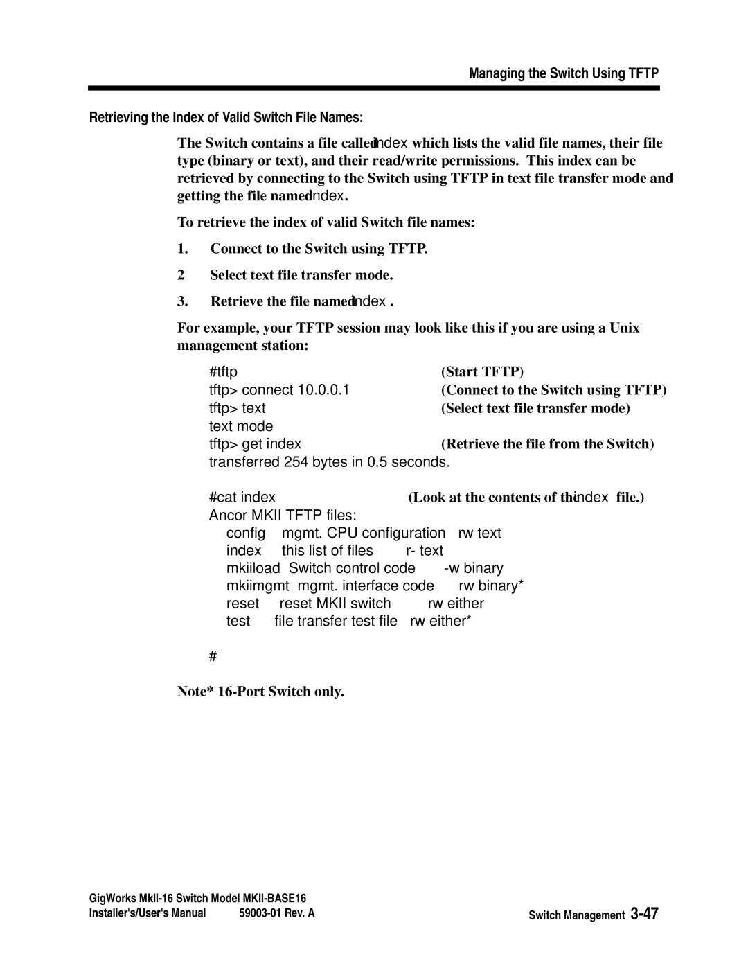 Q-Logic MKII-BASE16 user manual Retrieve the file from the Switch 