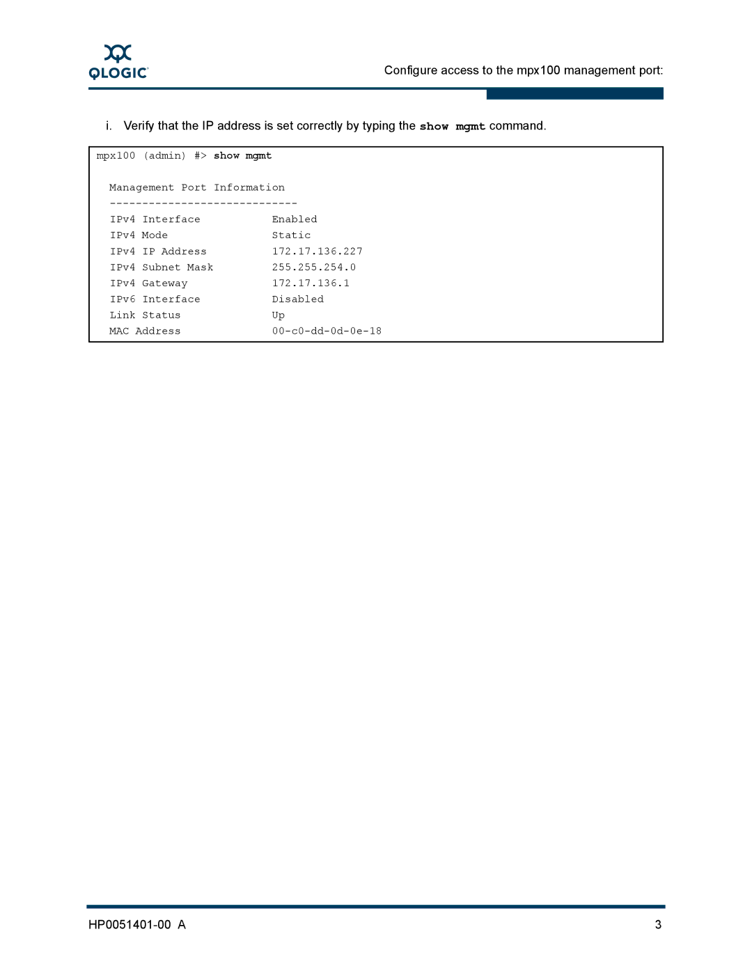 Q-Logic MPX100 manual HP0051401-00 a 