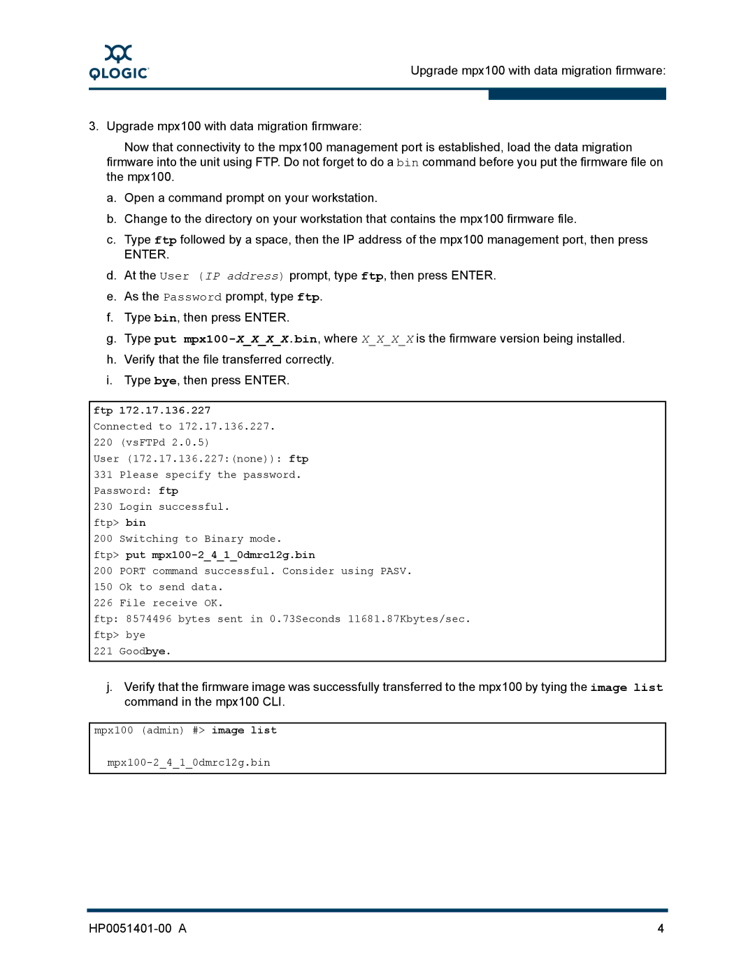 Q-Logic MPX100 manual Enter, Ftp 