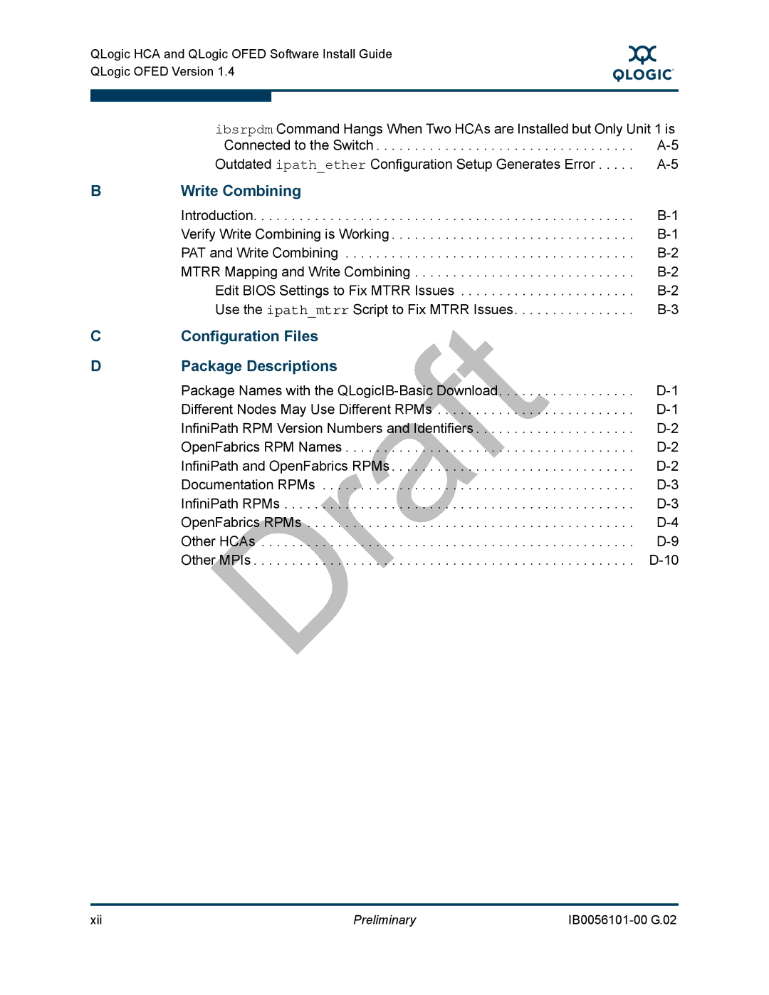 Q-Logic OFED, IB0056101-00 G.02 manual Write Combining 