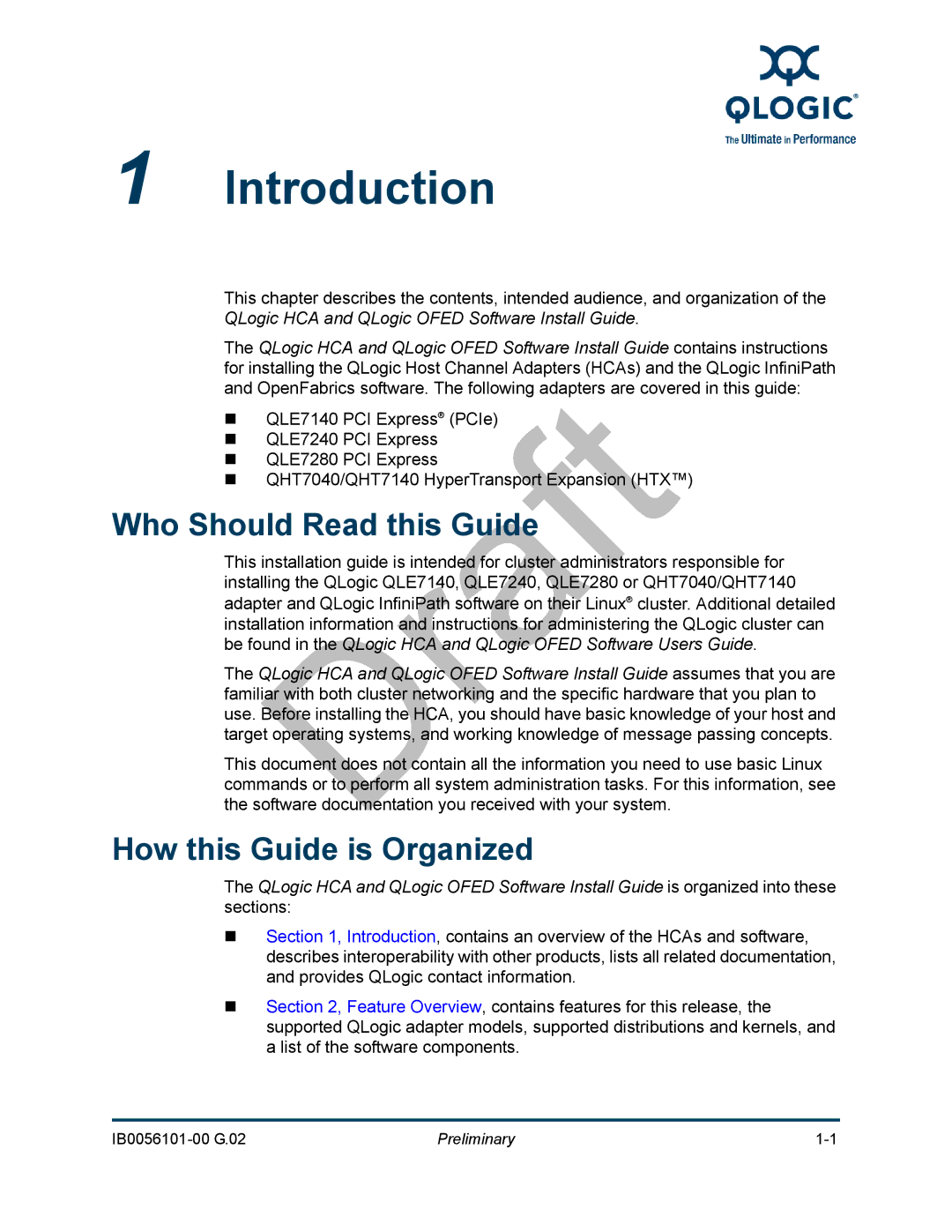 Q-Logic IB0056101-00 G.02, OFED manual Introduction, Who Should Read this Guide, How this Guide is Organized 