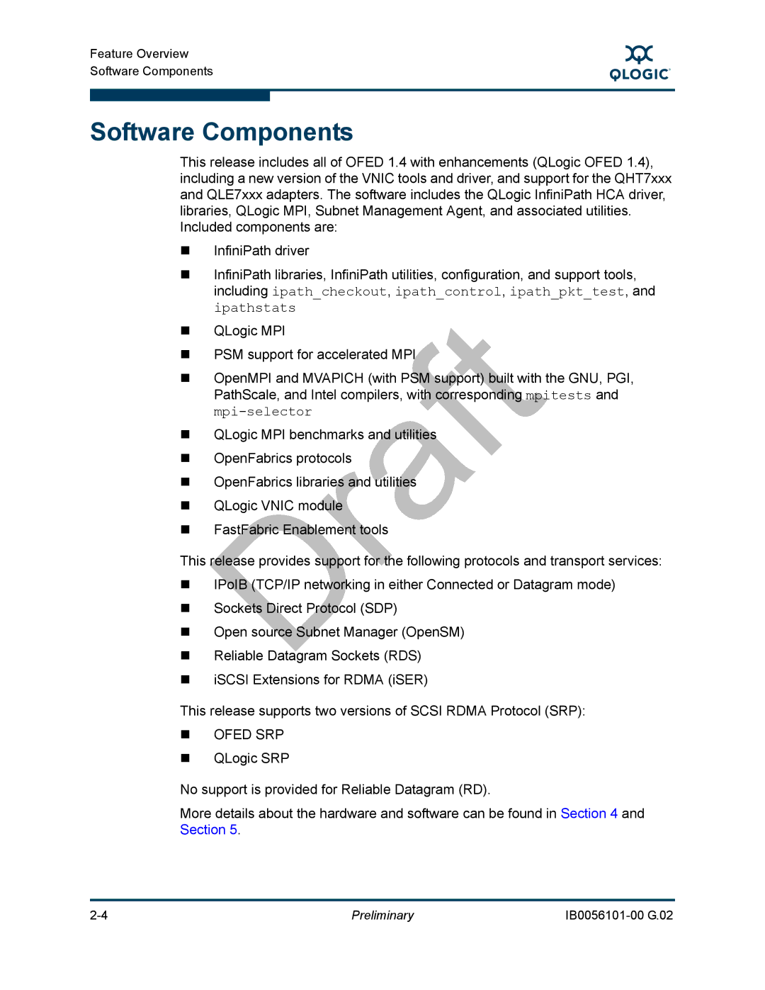 Q-Logic OFED, IB0056101-00 G.02 manual Software Components, „ Ofed SRP 