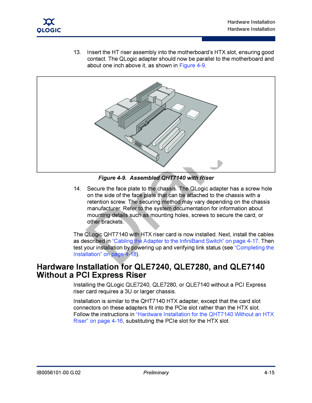 Q-Logic IB0056101-00 G.02, OFED manual Assembled QHT7140 with Riser 