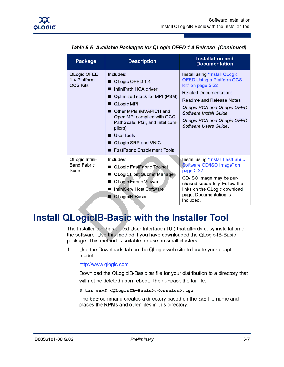 Q-Logic IB0056101-00 G.02, OFED manual Install QLogicIB-Basic with the Installer Tool, Kit on 