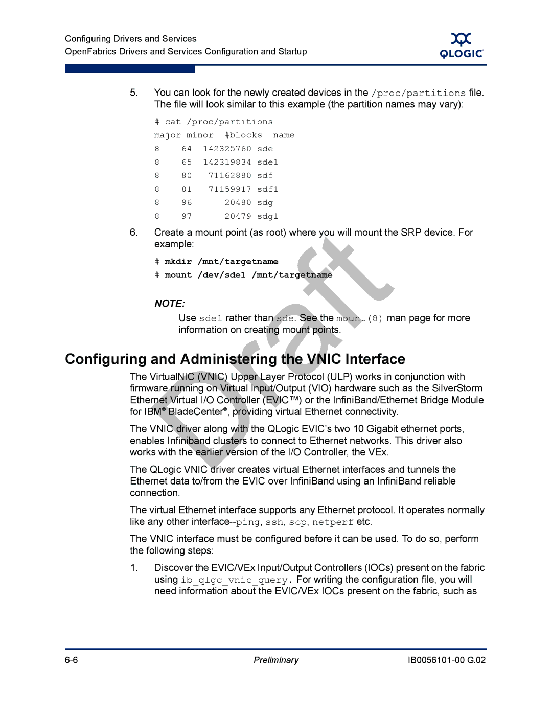 Q-Logic OFED, IB0056101-00 G.02 manual Configuring and Administering the Vnic Interface 