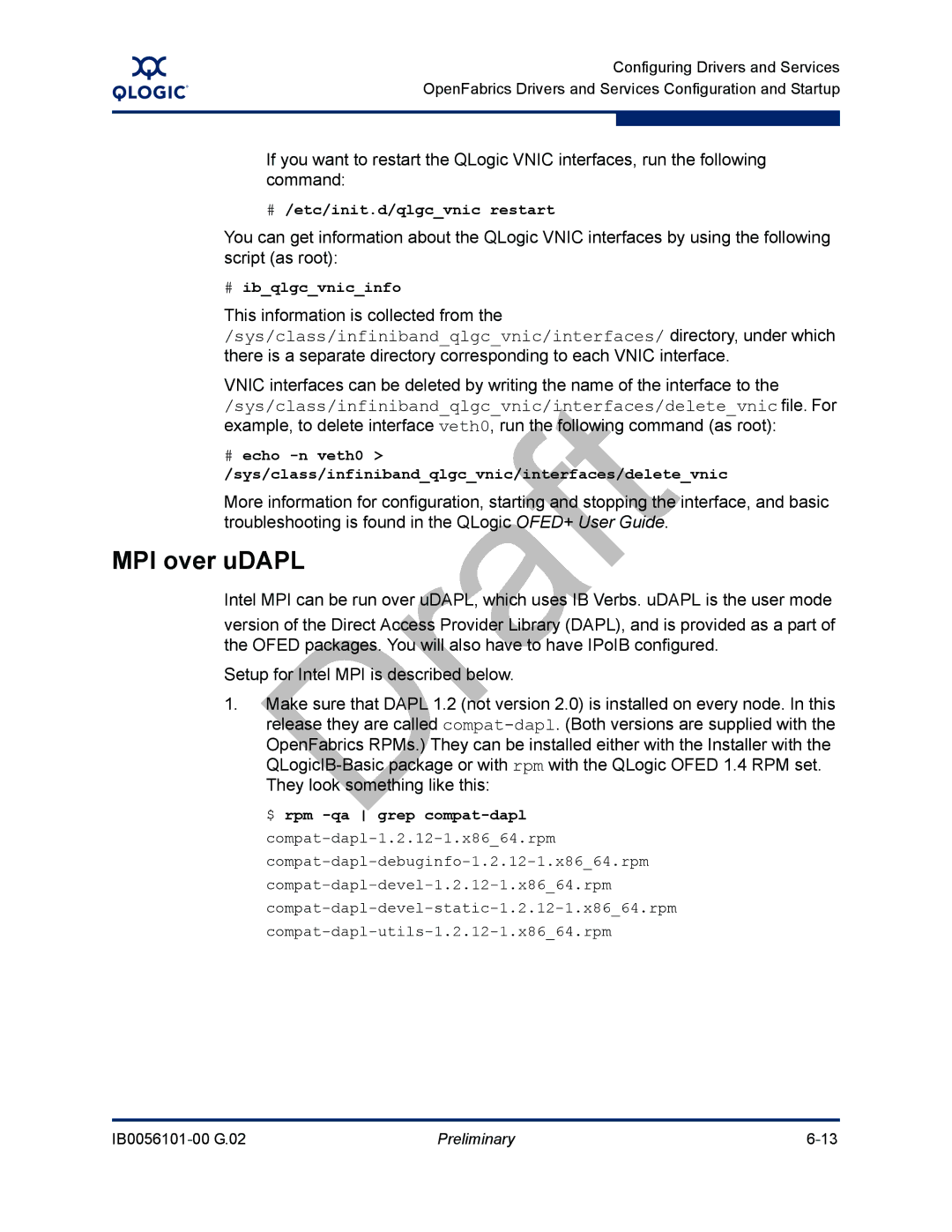 Q-Logic IB0056101-00 G.02, OFED manual MPI over uDAPL, This information is collected from 