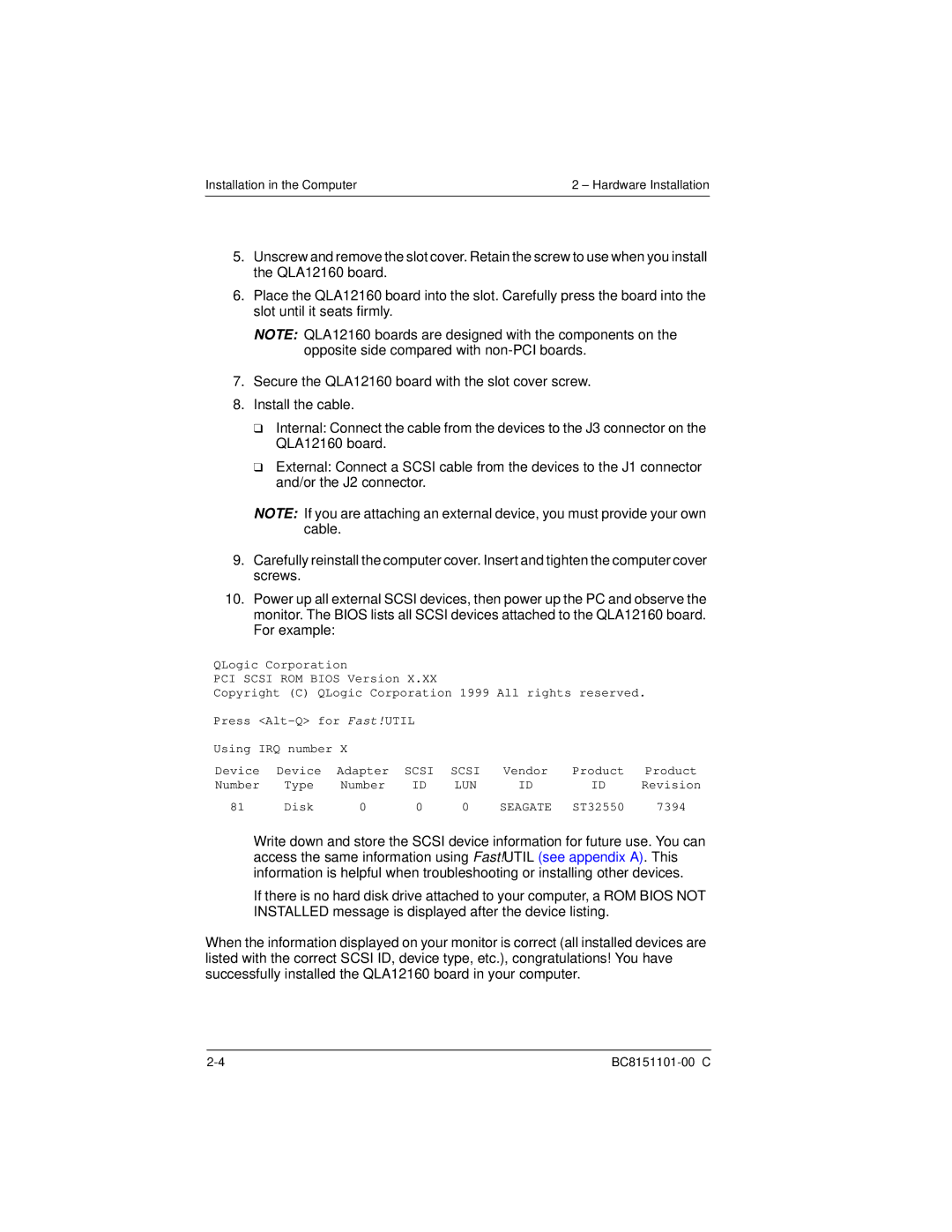 Q-Logic QLA12160 manual Number 