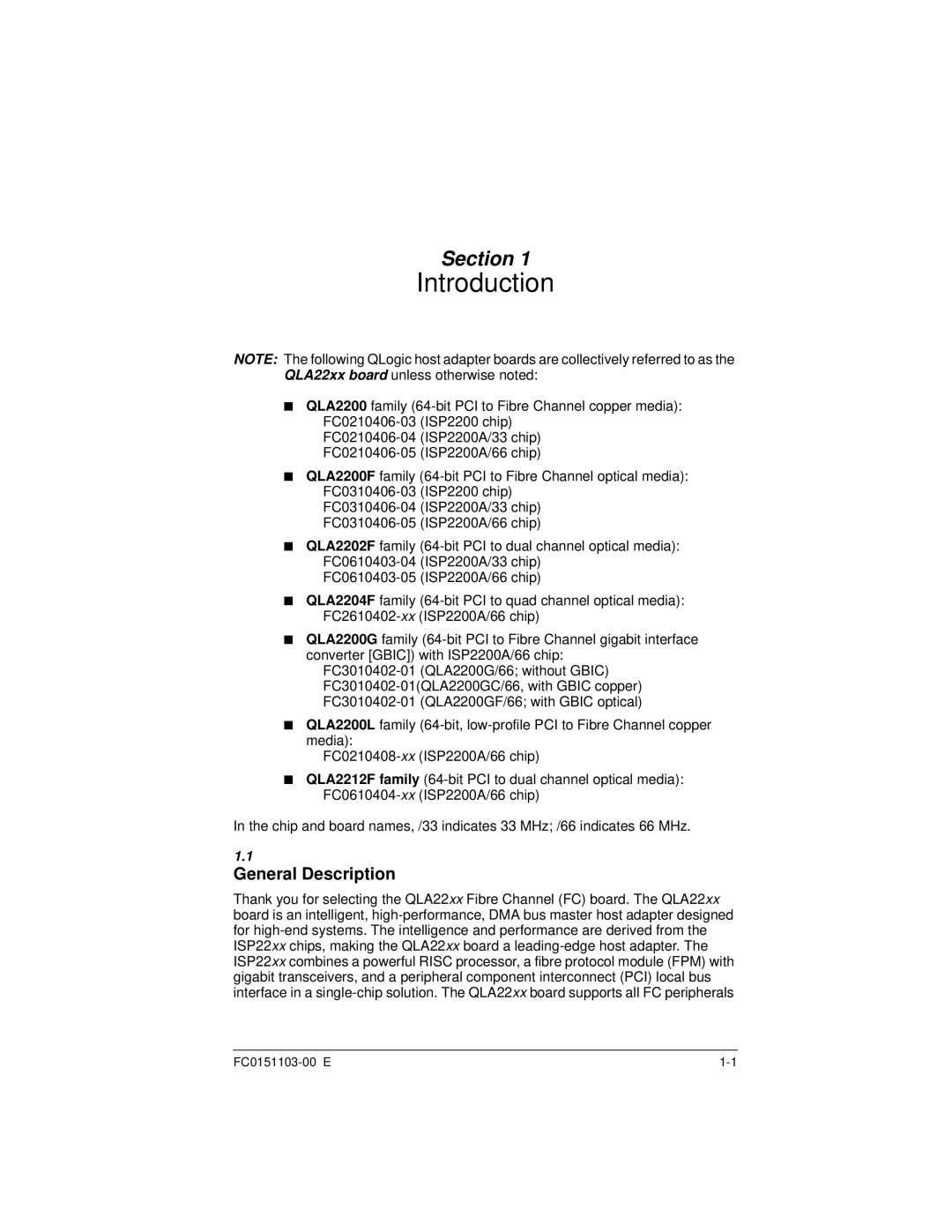 Q-Logic QLA22XX manual Introduction, General Description 