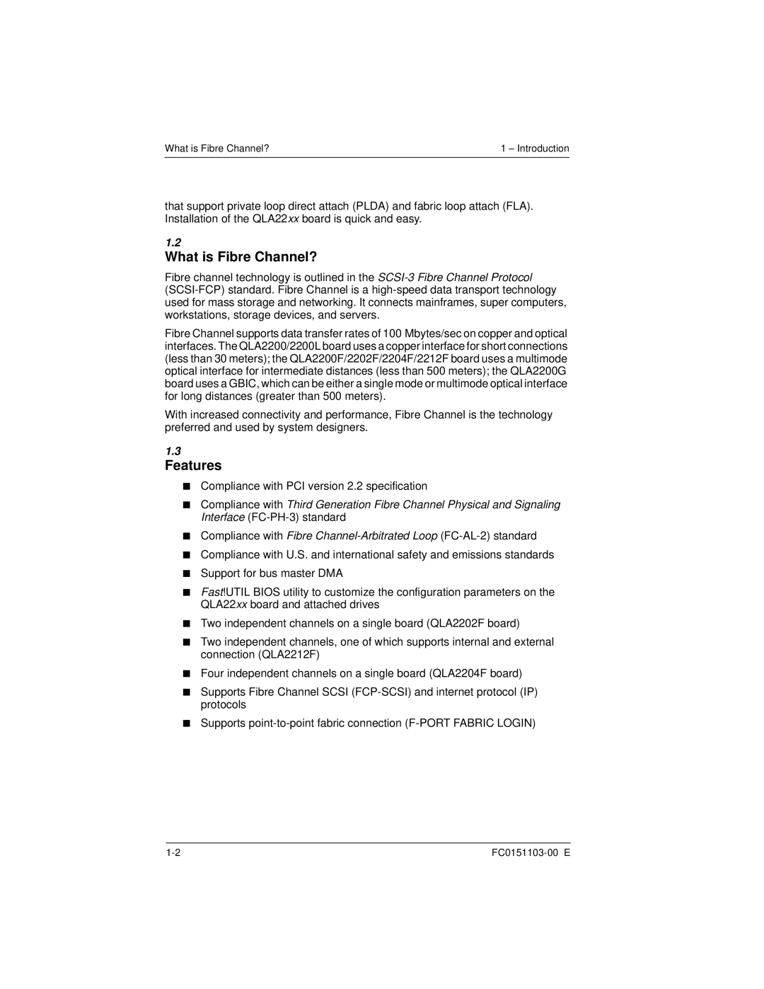 Q-Logic QLA22XX manual What is Fibre Channel?, Features 