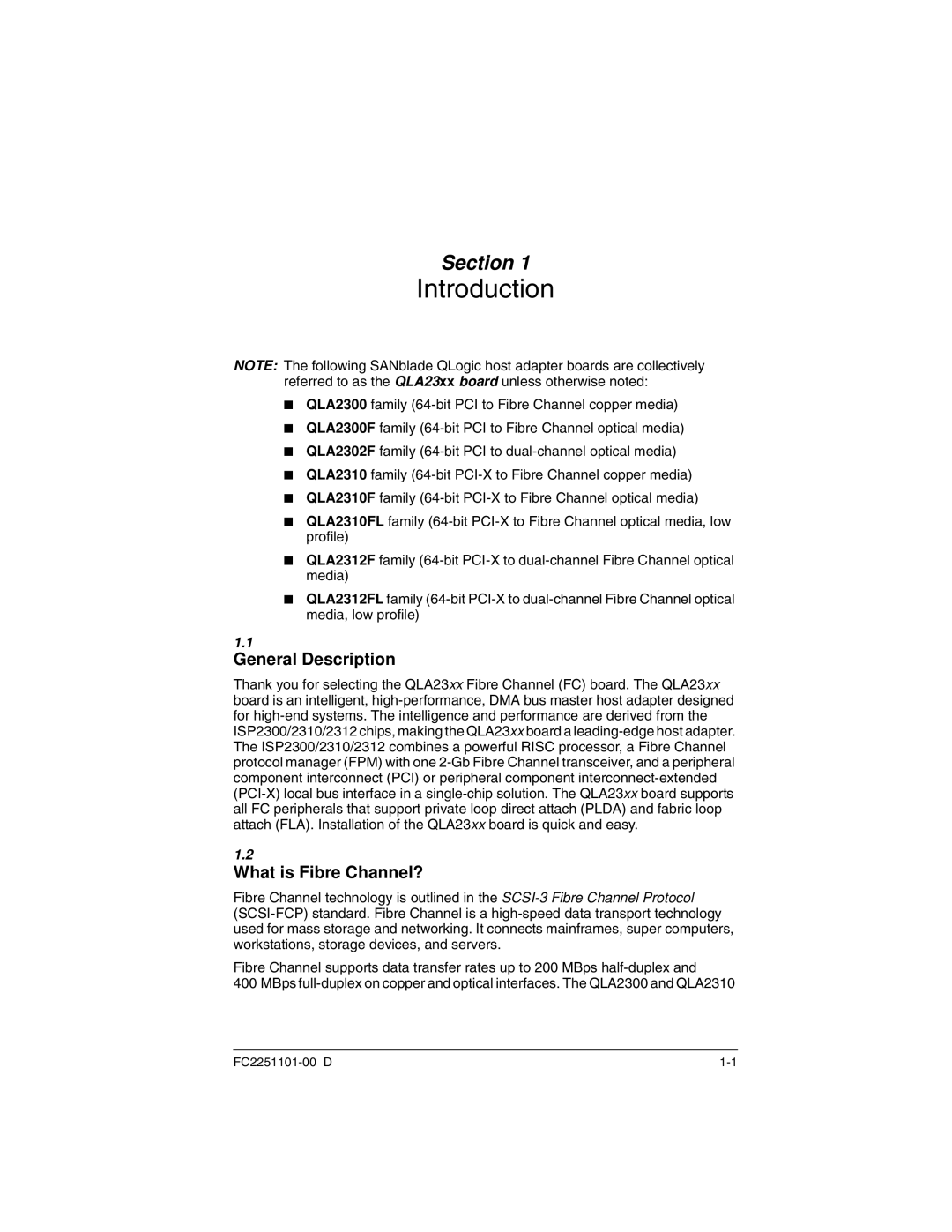 Q-Logic QLA2300 manual Introduction, General Description, What is Fibre Channel? 