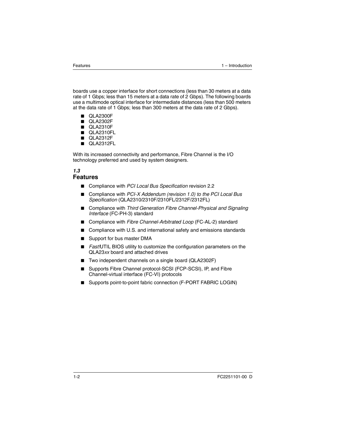 Q-Logic QLA2300 manual Features 