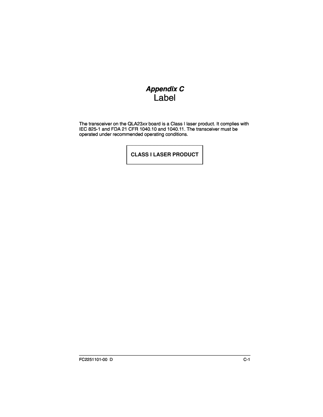 Q-Logic QLA2300 manual Label, Appendix C 