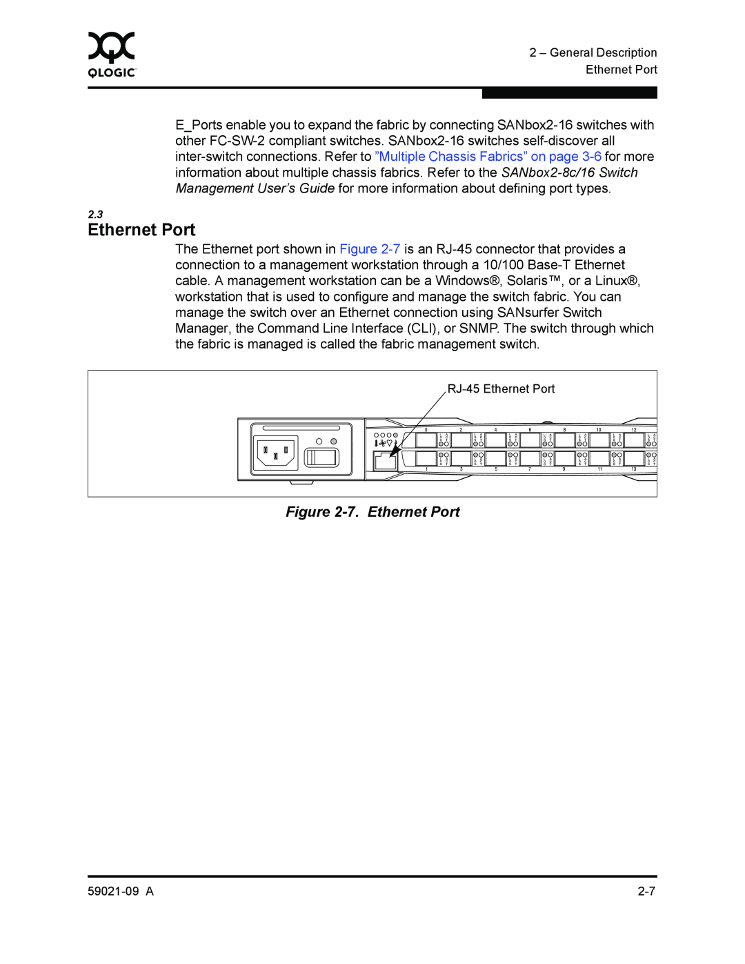Q-Logic SB2A-16B, QLA2342 manual 7. Ethernet Port 