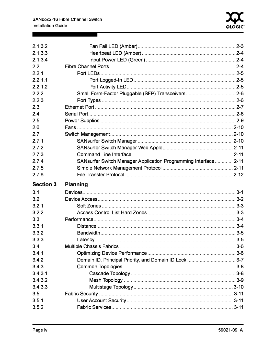 Q-Logic QLA2342, SB2A-16B manual Planning, Section, Fibre Channel Ports 