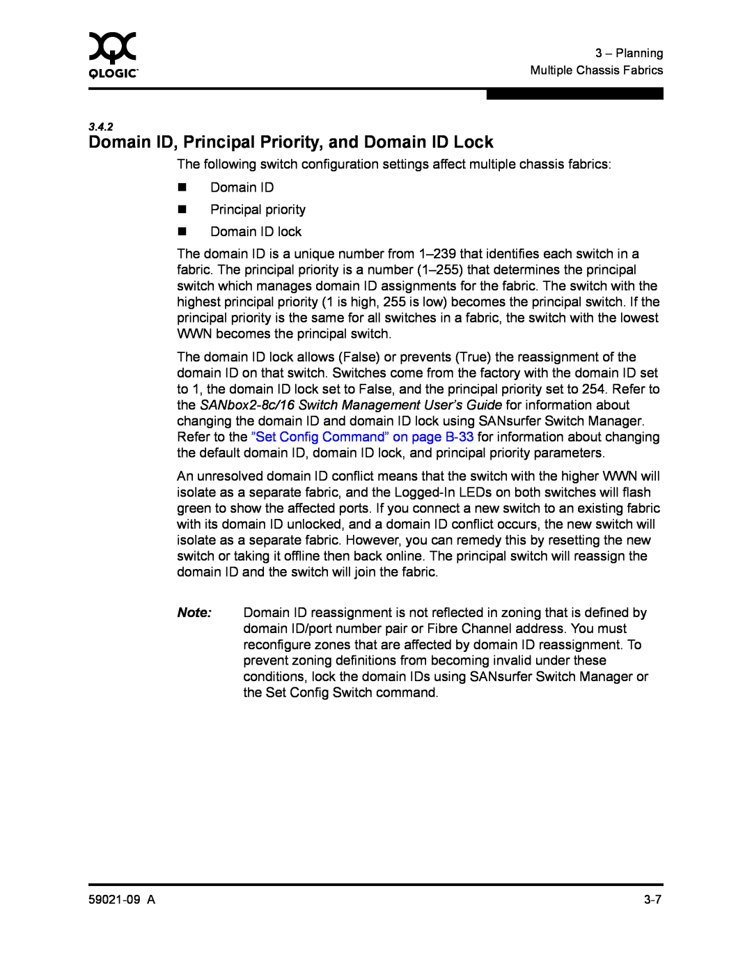 Q-Logic SB2A-16B, QLA2342 manual Domain ID, Principal Priority, and Domain ID Lock 