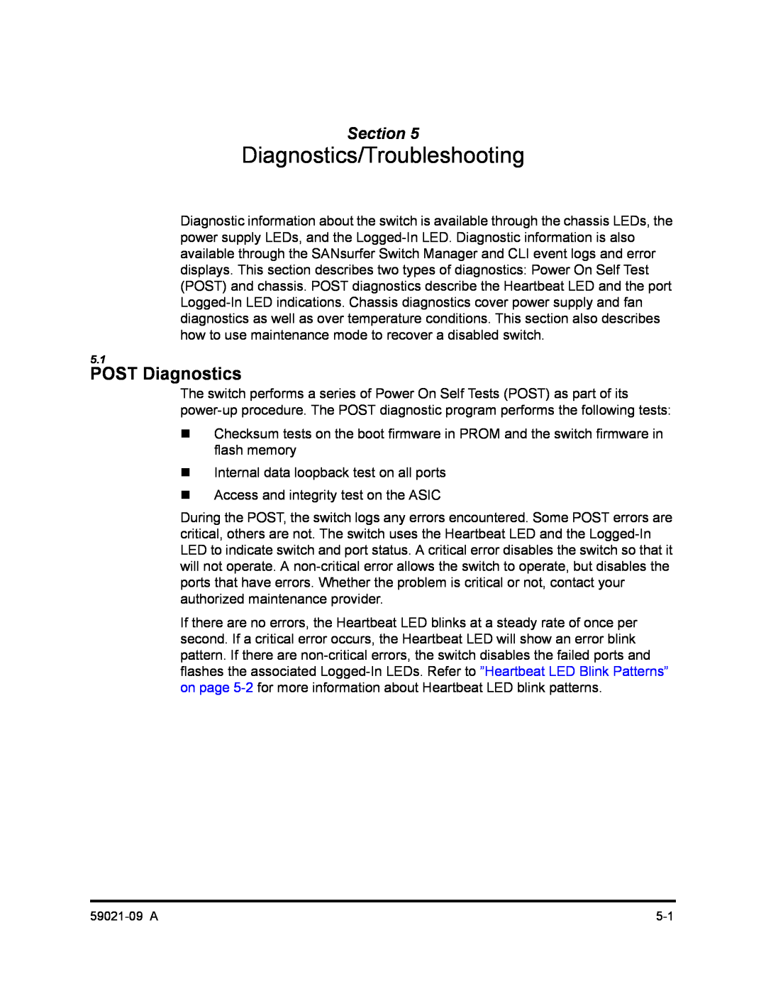 Q-Logic SB2A-16B, QLA2342 manual Diagnostics/Troubleshooting, POST Diagnostics, Section 