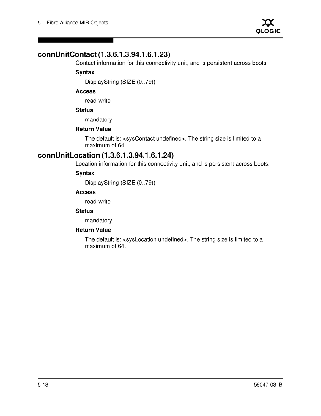 Q-Logic SANBOX2 manual ConnUnitContact, ConnUnitLocation 