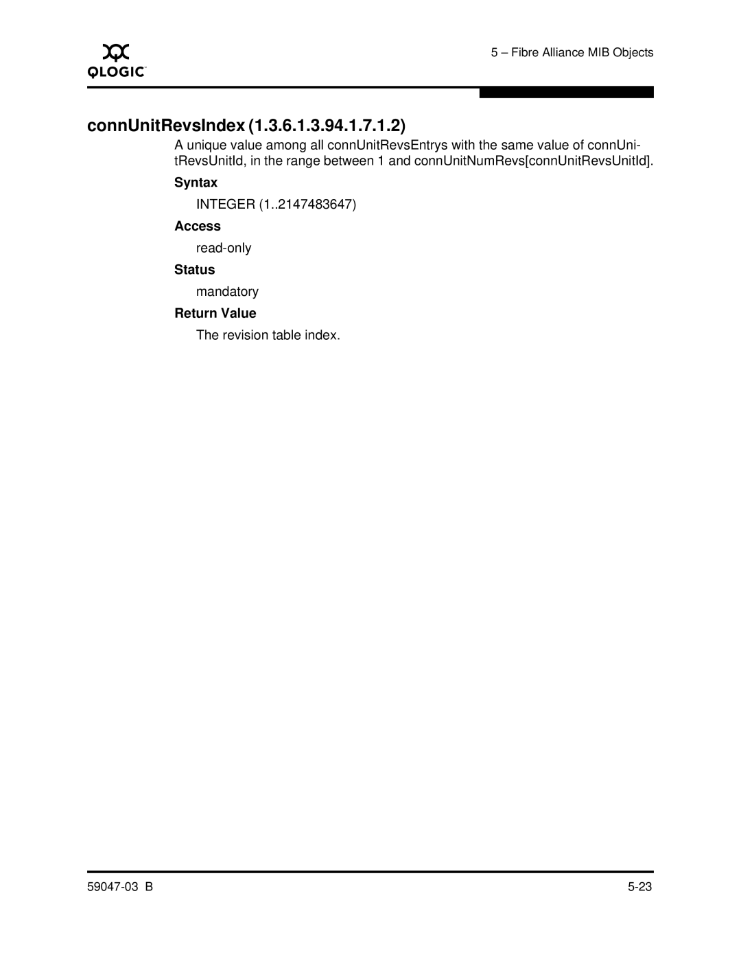 Q-Logic SANBOX2 manual ConnUnitRevsIndex 