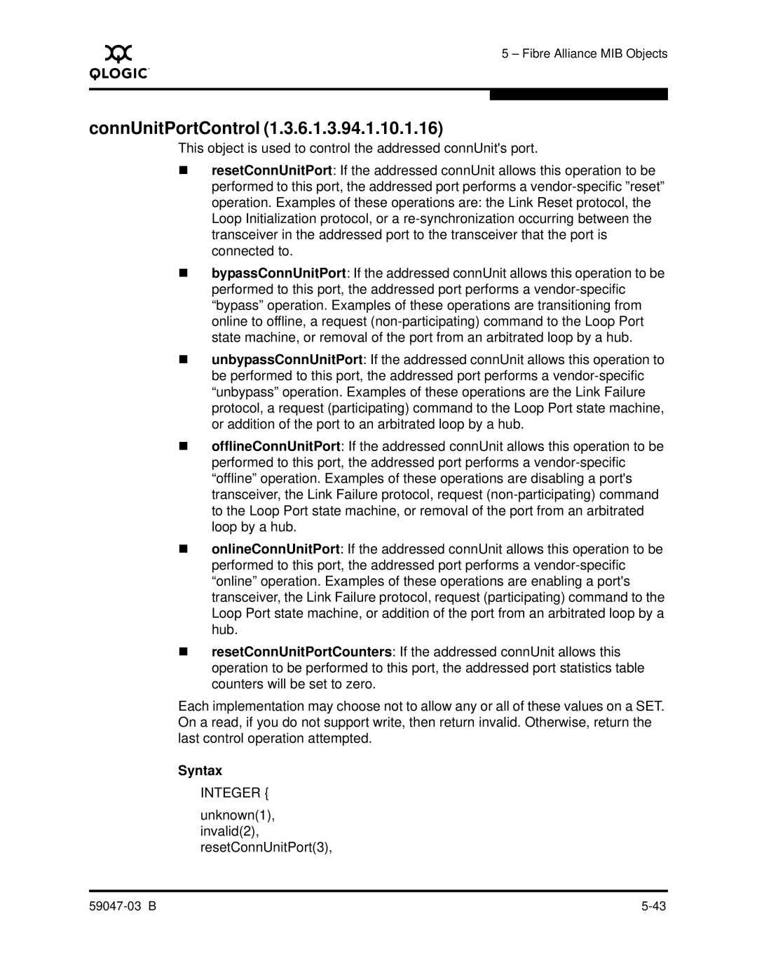 Q-Logic SANBOX2 manual ConnUnitPortControl 