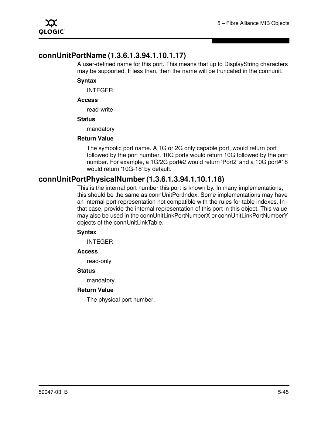 Q-Logic SANBOX2 manual ConnUnitPortName, ConnUnitPortPhysicalNumber 