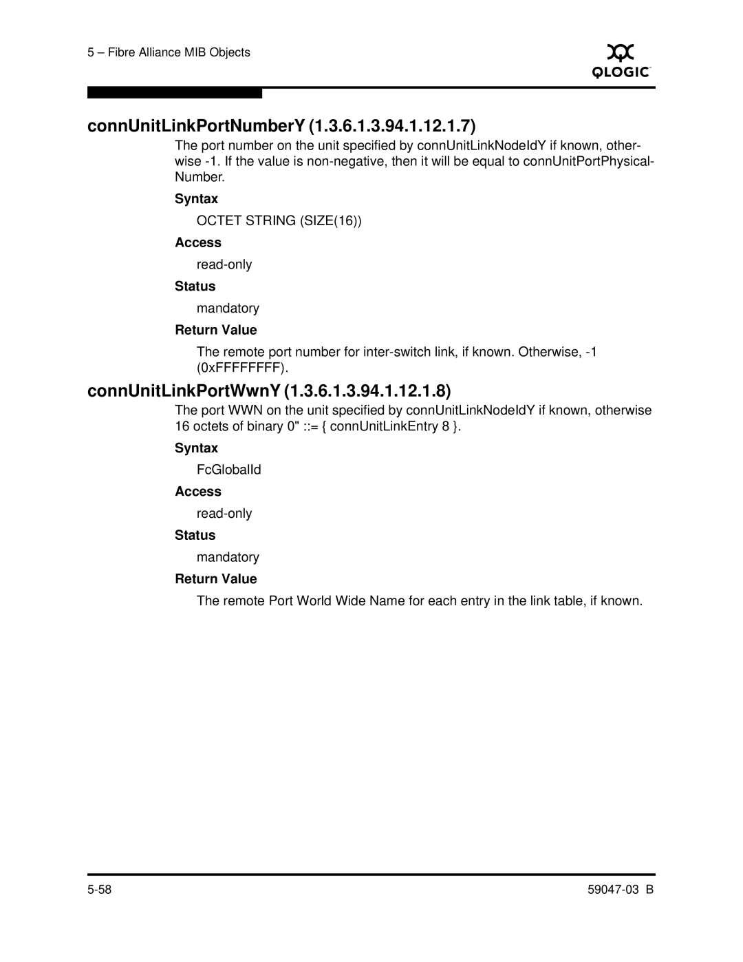 Q-Logic SANBOX2 manual ConnUnitLinkPortNumberY, ConnUnitLinkPortWwnY 