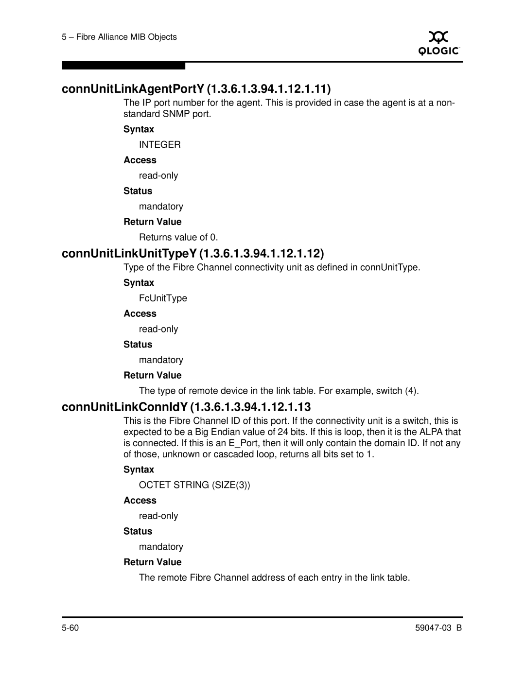 Q-Logic SANBOX2 manual ConnUnitLinkAgentPortY, ConnUnitLinkUnitTypeY, ConnUnitLinkConnIdY 