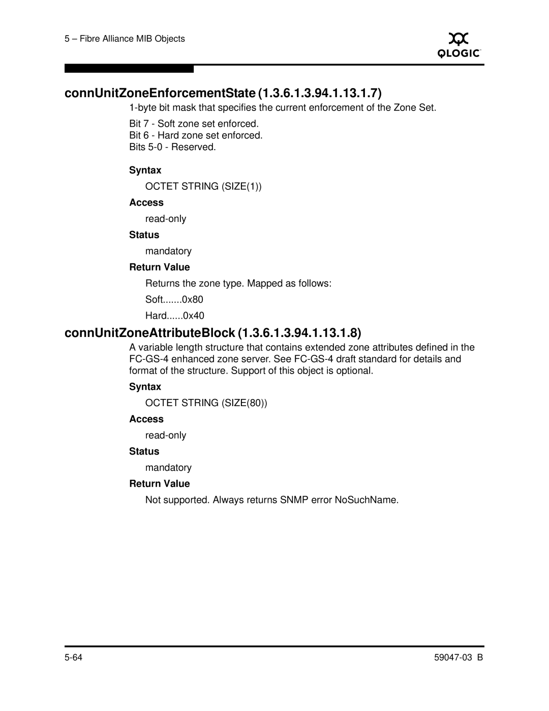 Q-Logic SANBOX2 manual ConnUnitZoneEnforcementState, ConnUnitZoneAttributeBlock 